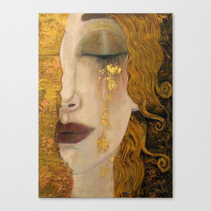 Golden Tears (Freya's Heartache) portrait painting by Gustav Klimt Canvas Print