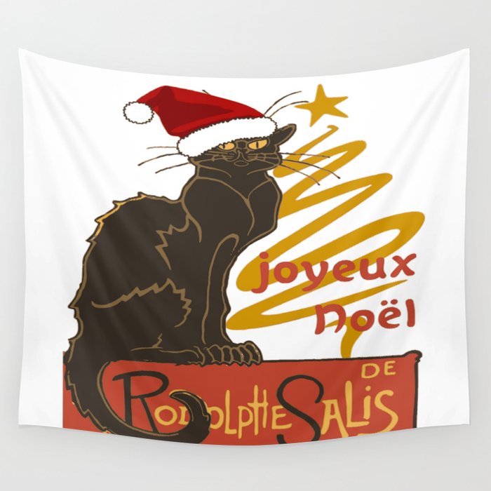 Joyeux Noel Le Chat Noir With Stylized Golden Tree Wall Tapestry By Taiche Society6 Joyeux Noel Le Chat Noir With Stylized Golden Tree Wall Tapestry By Taiche Society6