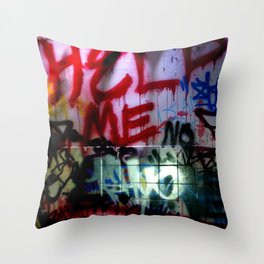 help me graffitti Throw Pillow