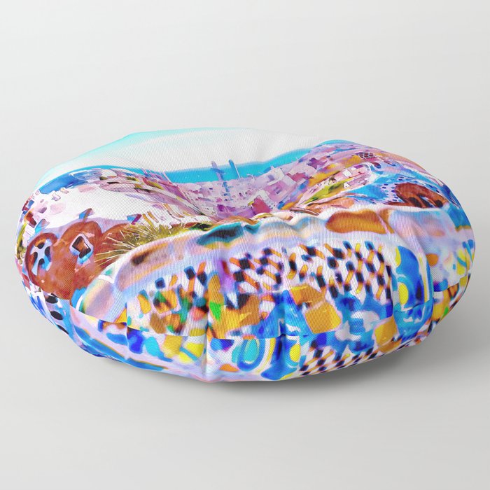 Park Guell Watercolor painting Floor Pillow