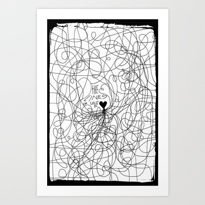The lines of Love - White version. Art Print