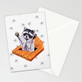 Peeking Raccoons #5 White Pallet - Stationery Card