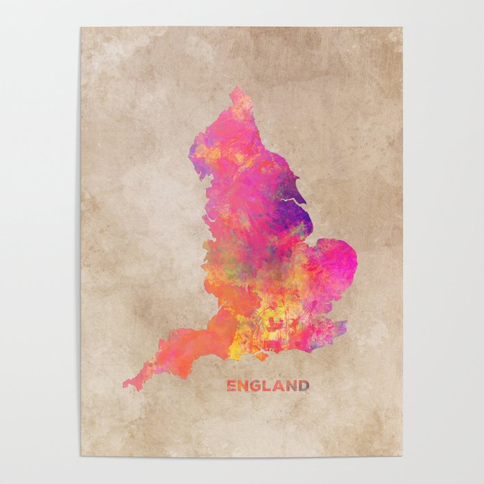Map Of England Poster England Map #England #Map #Englandmap Poster By Justyna Jaszke Jbjart |  Society6