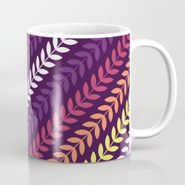 Scandinavian pattern leaves simple inclined seamless pattern purple background in retro style Coffee Mug