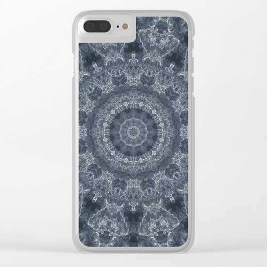 Gray - blue marble kaleidoscope, ornament elements print Clear iPhone Case