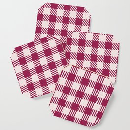 Plaid Pattern 513 Burgundy and Pink Coaster