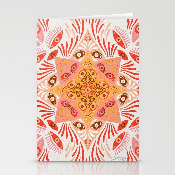 Optical Mandala – Pink & Peach Stationery Cards