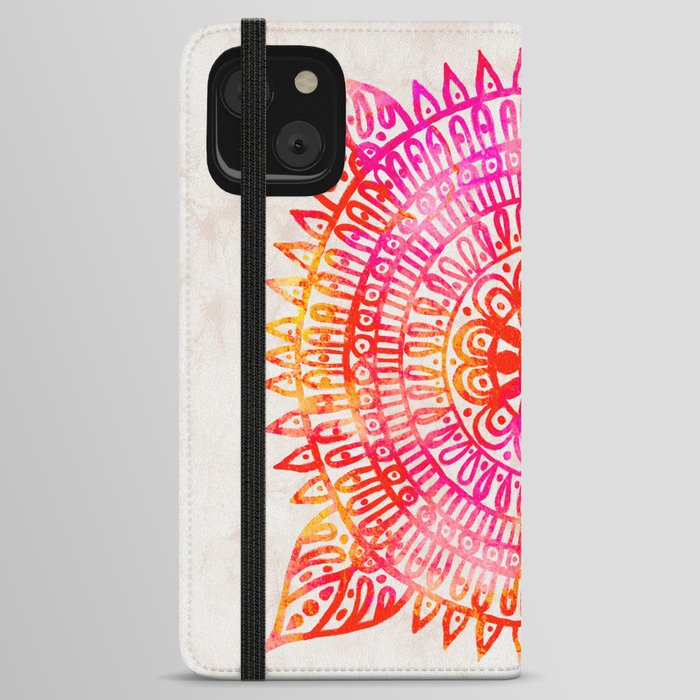 Bohochic Watercolor Mandala red yellow pink iPhone Wallet Case