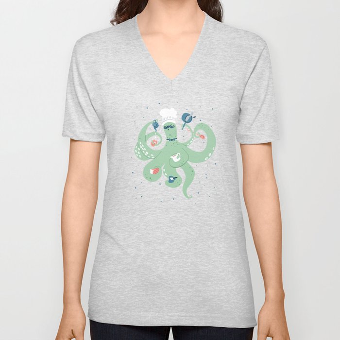 The Octopus Chef V Neck T Shirt