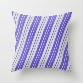 [ Thumbnail: Light Grey and Slate Blue Colored Striped Pattern Throw Pillow ]