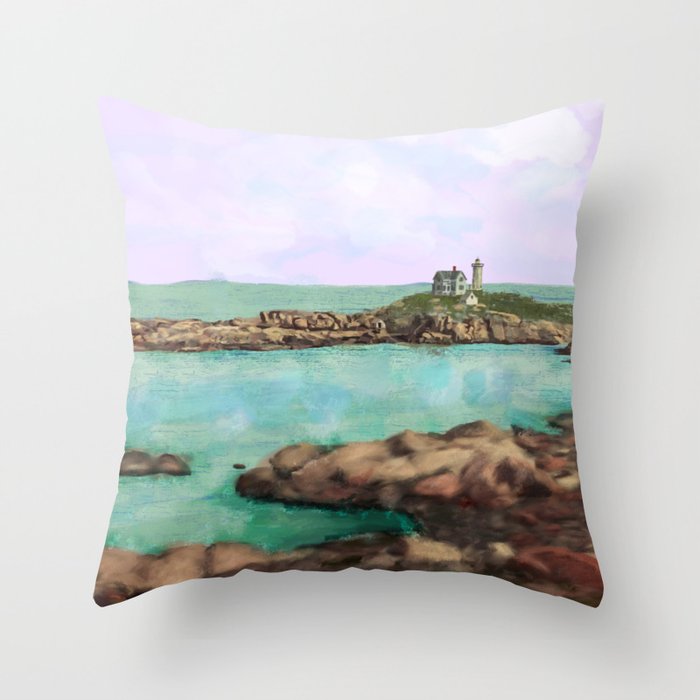 The Nubble Lighthouse of York, Maine Throw Pillow