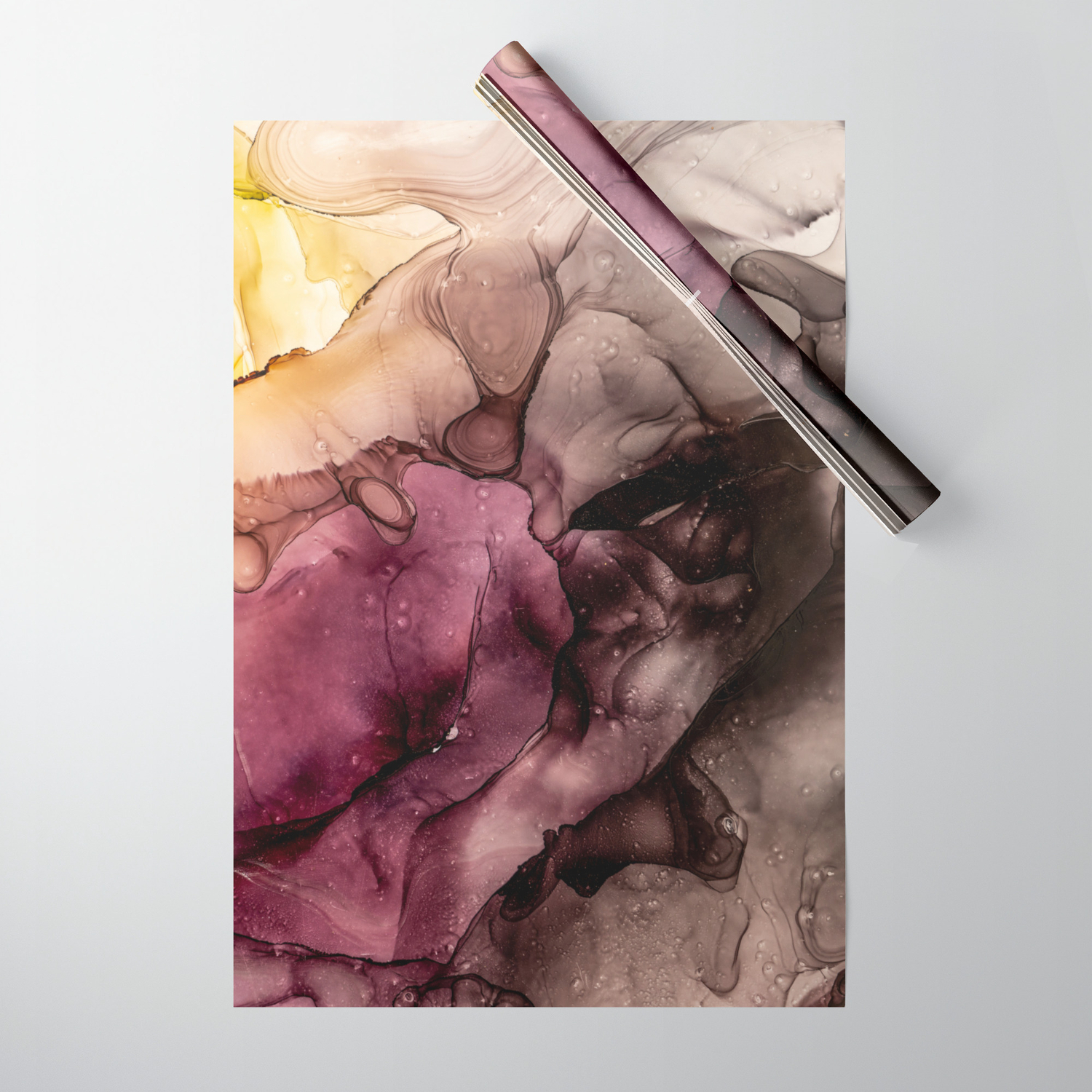 Abstract Alcohol Ink Art Sun Above The Mountains Wrapping Paper
