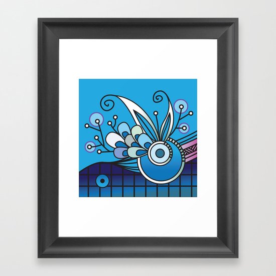 Ornate square zentangle, Ultramarine Blue Framed Art Print