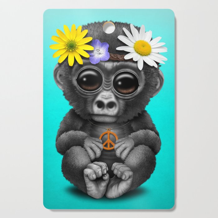 Cute Baby Gorilla Hippie Cutting Board by Jeff Bartels