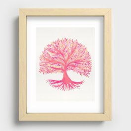 Tree of Life Watercolor – Pink Recessed Framed Print