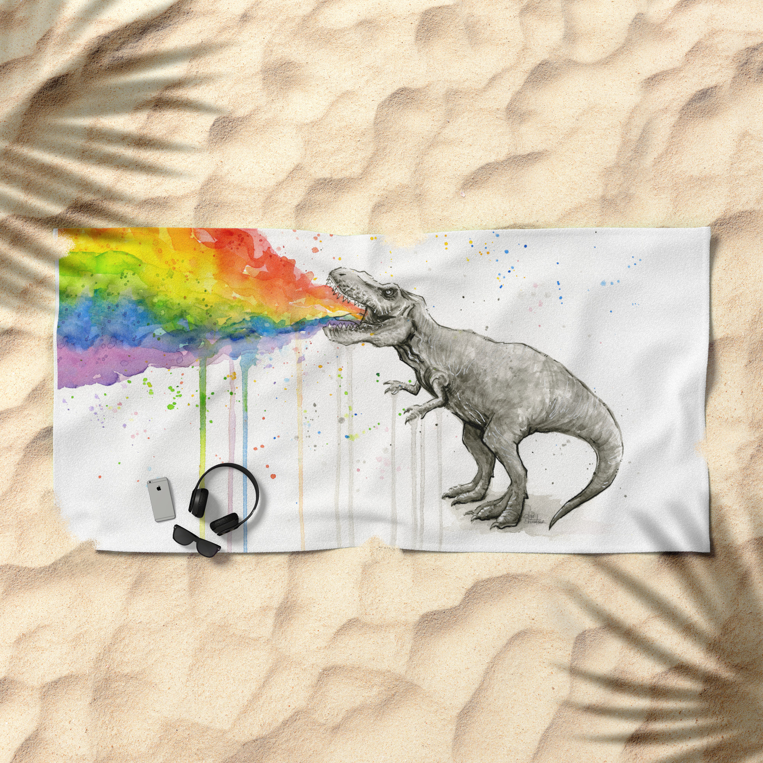 Multi Colored Dinosaurs T-rex Microfiber Beach Towel 