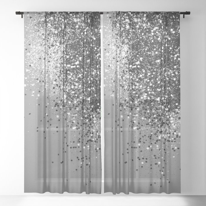 Sparkling Silver Gray Lady Glitter 1, Sheer Silver Curtains
