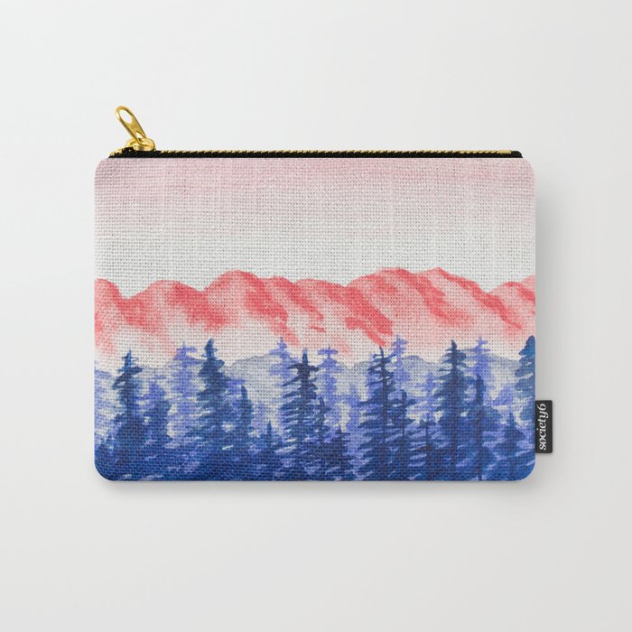 Navy and Coral Mountains Carry-All Pouch