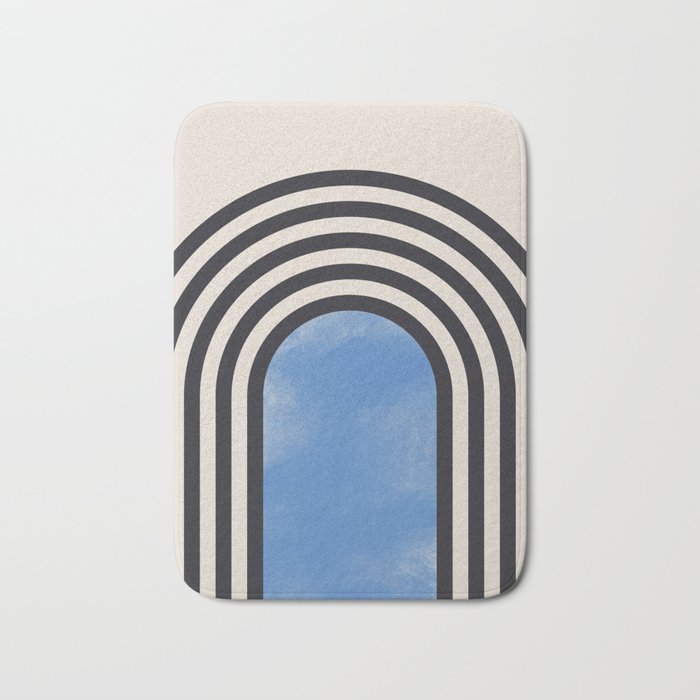 Minimalist Arches in Black and Blue  Bath Mat