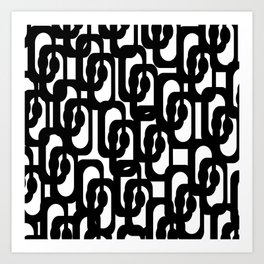 Black and White Mid-century Modern Loop Pattern Art Print