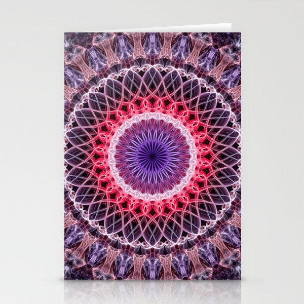 Red and violet mandala Stationery Cards