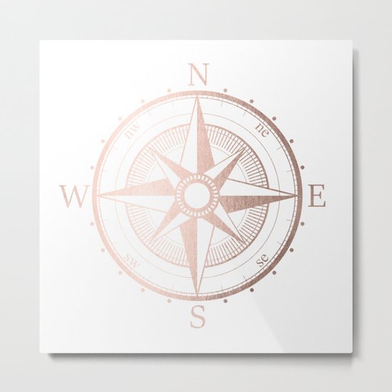Rose Gold Compass Metal Print