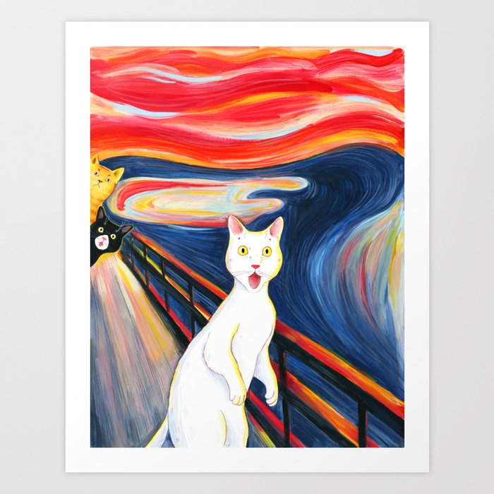 Cat surprise Art Print