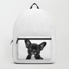 Black and White French Bulldog Backpack | Animal, Peekaboo, Dog, Pet, Puppy, Frenchbulldog, Blackandwhite, Portrait, Illustration, Graphicdesign 