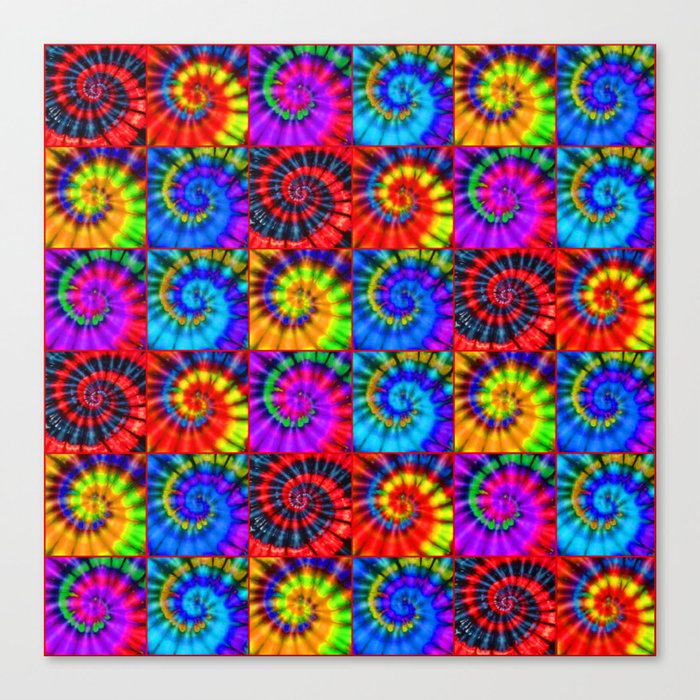 Spiral Tie Dye Checkerboard Canvas Print