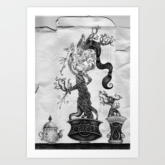 bonsai with texture Art Print