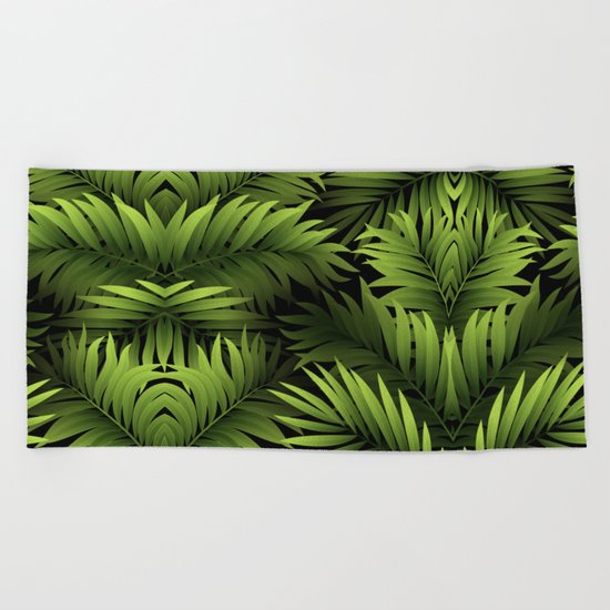 Tropical Frond Pattern Beach Towel