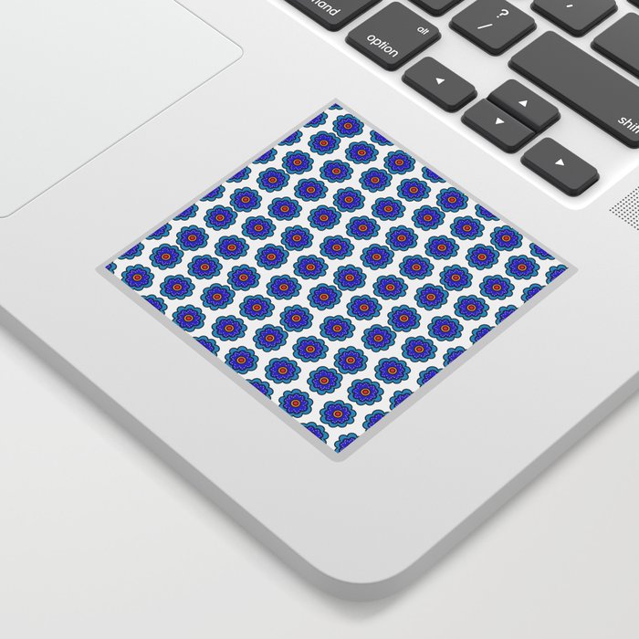 Simple Blue Flowers with Polka Dots on White Sticker