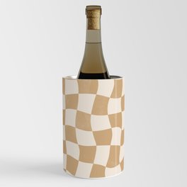 Warped Checkerboard - Tan Brown Wine Chiller