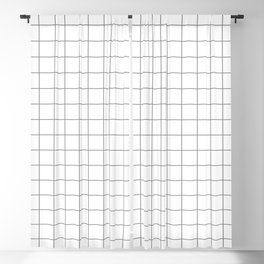 Grid White Gray Blackout Curtain