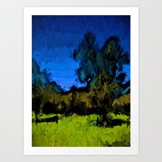 Gold Trees in the Blue Wind Art Print