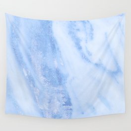 Shimmery Pure Cerulean Blue Marble Metallic Wall Tapestry