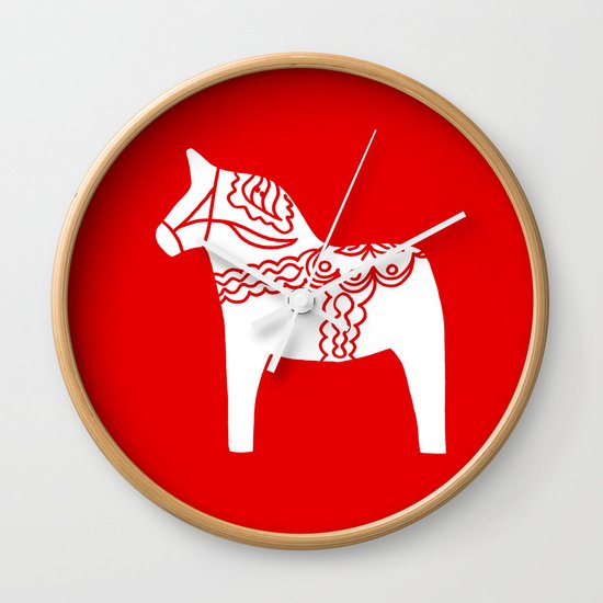 Dala Horse Wall Clock