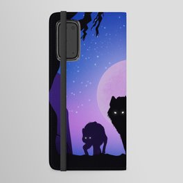  wolves   under moon light Android Wallet Case