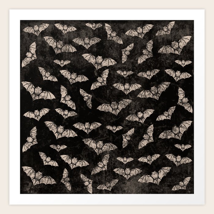 Vintage Halloween Bat Pattern Art Print By Momcilobjekovic