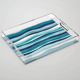 Float in // mint teal peacock and midnight blue waves Acrylic Tray