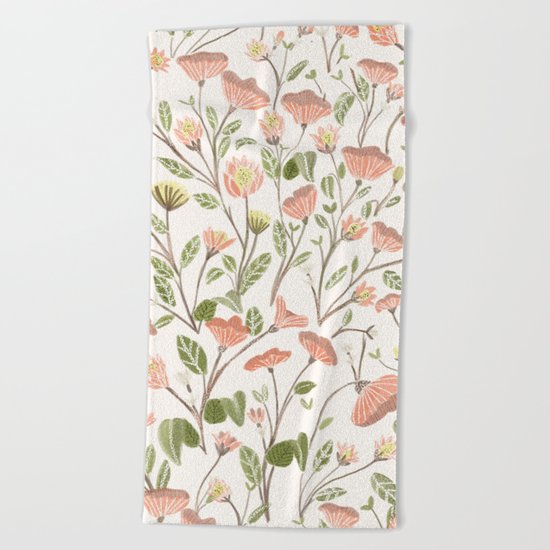 Spring Floral Pattern Beach Towel