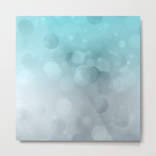 Aqua Turquoise Grey Soft Gradient Bokeh Lights Metal Print
