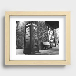 Vintage Telephone Booth In The Bentonville Haxton District - Black and White Recessed Framed Print