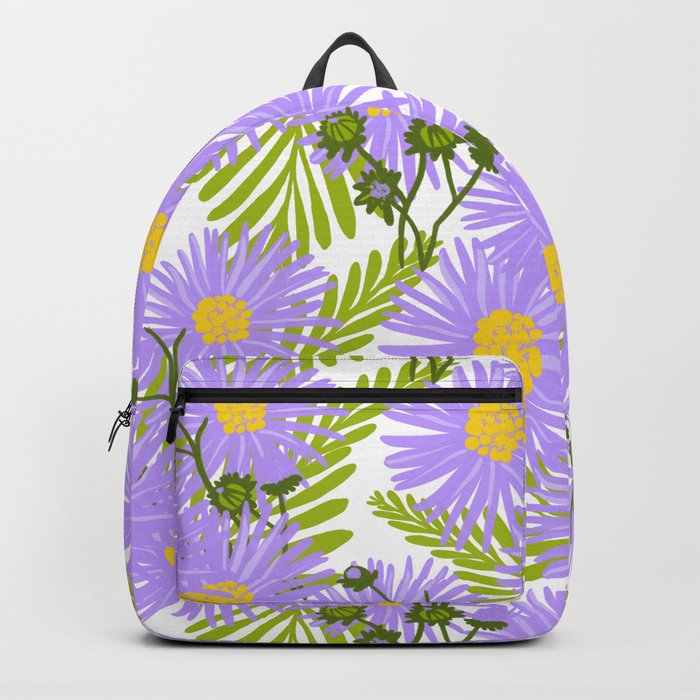 Retro Modern Summer Purple Aster Flowers Backpack