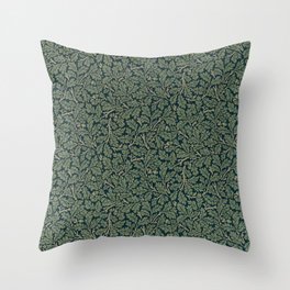 William Morris Antique Oak Leaf Teal Slate Throw Pillow