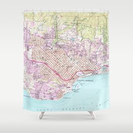 Vintage Map of Santa Barbara California (1952) Shower Curtain