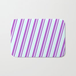 [ Thumbnail: Light Cyan and Orchid Colored Lined/Striped Pattern Bath Mat ]