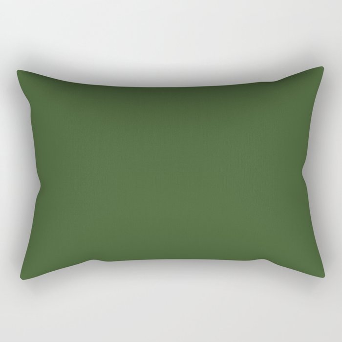 Dark Green Solid Color Pantone Forest Elf 19-0231 TCX Shades of Green Hues Rectangular Pillow