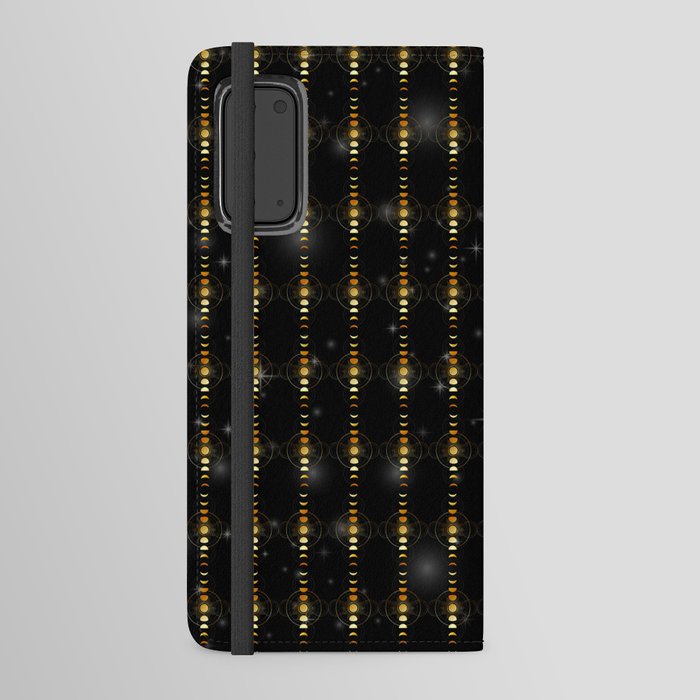 Celestial Moon phases stars and galaxy in gold Android Wallet Case