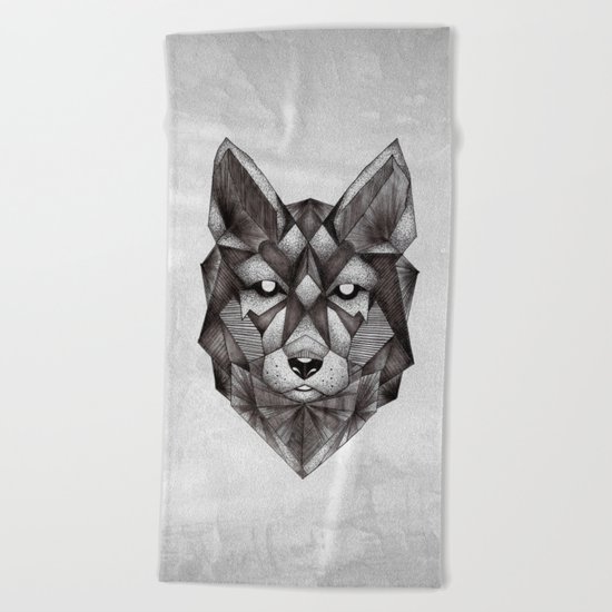 Geometric Wolf Beach Towel